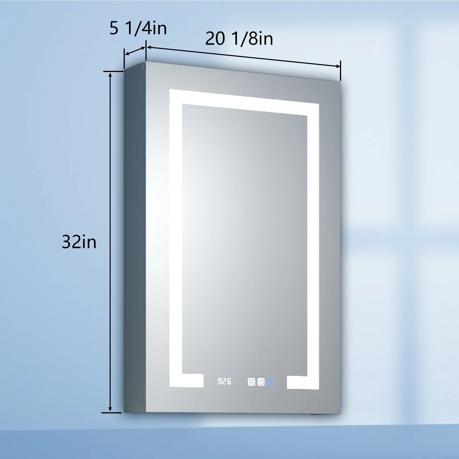 ExBrite LED Lighted Bathroom Medicine Cabinet with Mirror and Shelf,Recessed or Surface Mount,Defog, Stepless Dimming 20"x32" Left-hinged