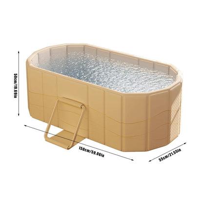 Foldable Portable Hot Tub - Large Collapsible Spa with Non-Slip Mat, 5 Bath Bags & Drain Pipe - Perfect for Adults & Families