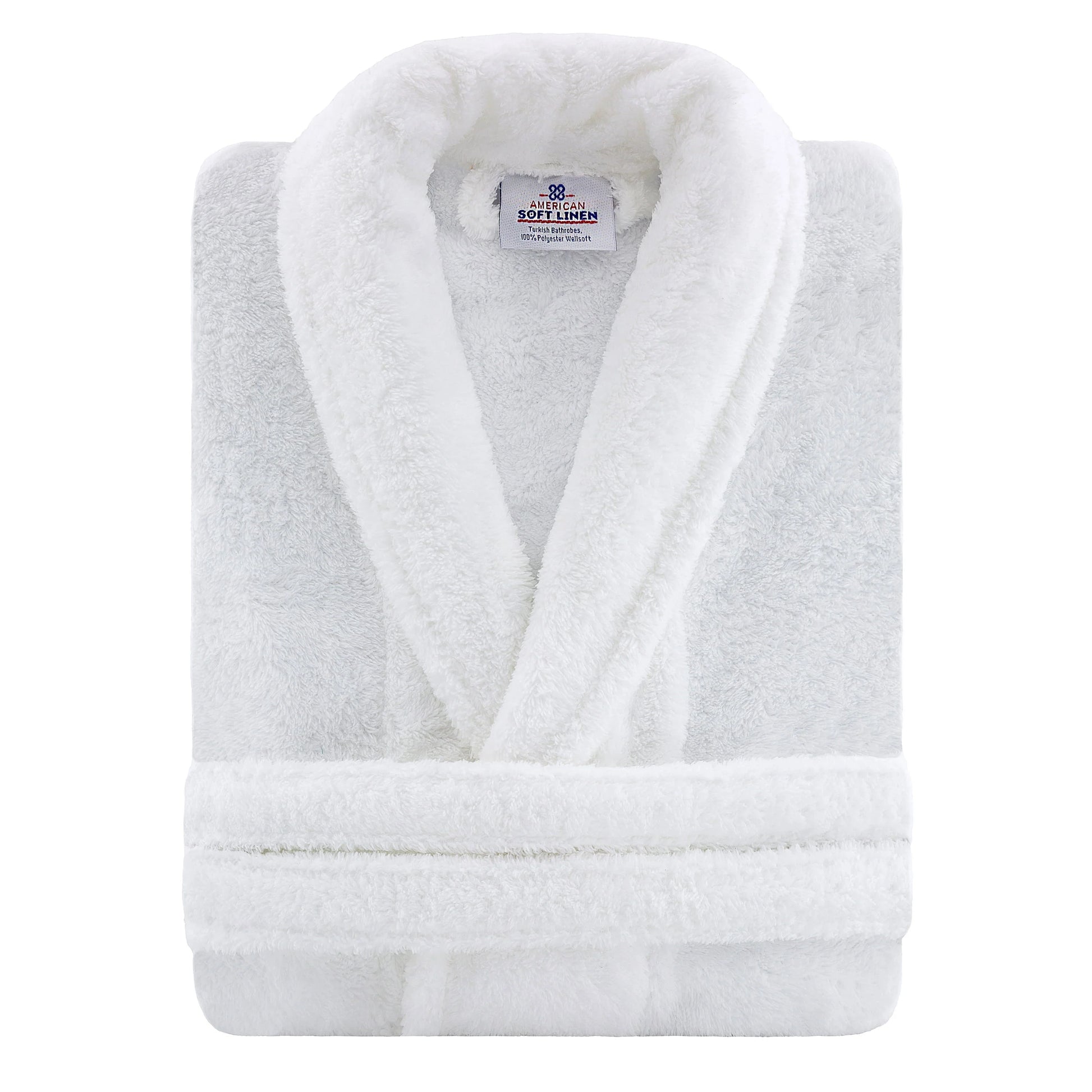 American Soft Linen, Mens and Womens Robes, Unisex Bathrobes, M-L, White