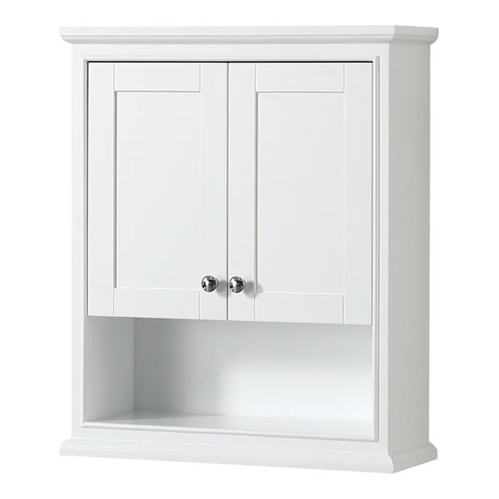 Wyndham Collection Deborah Over-the-Toilet Bathroom Wall-Mounted Storage Cabinet in Dark Gray with Matte Black Trim