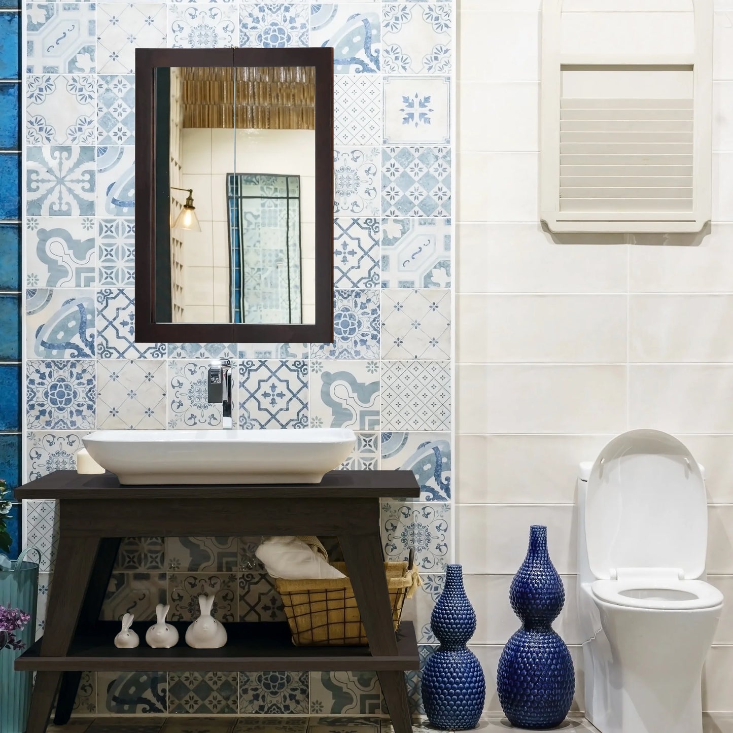 Design House Ventura 24" Wall Mounted Mirrored Bathroom Medicine Cabinet, Espresso