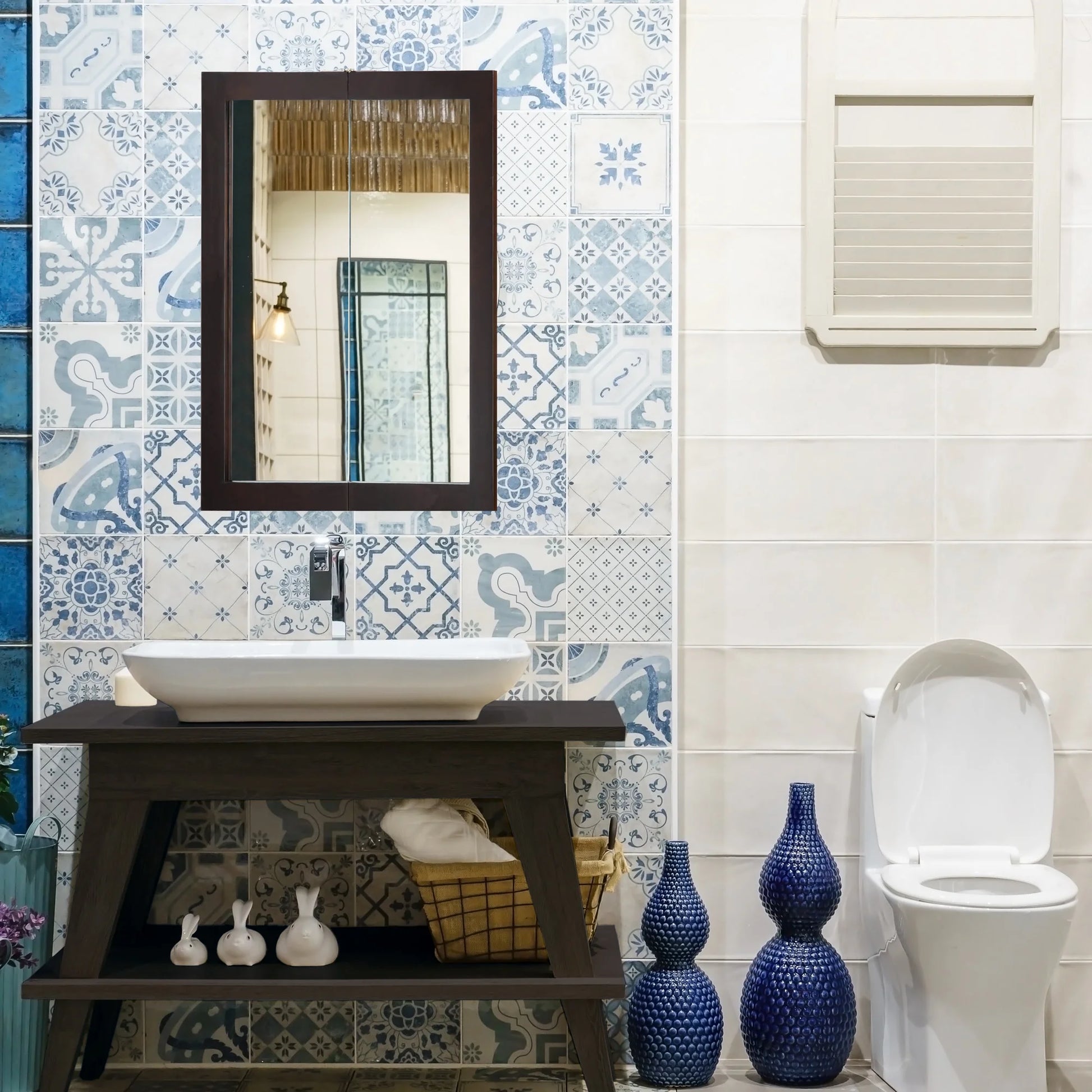 Design House Ventura 24" Wall Mounted Mirrored Bathroom Medicine Cabinet, Espresso