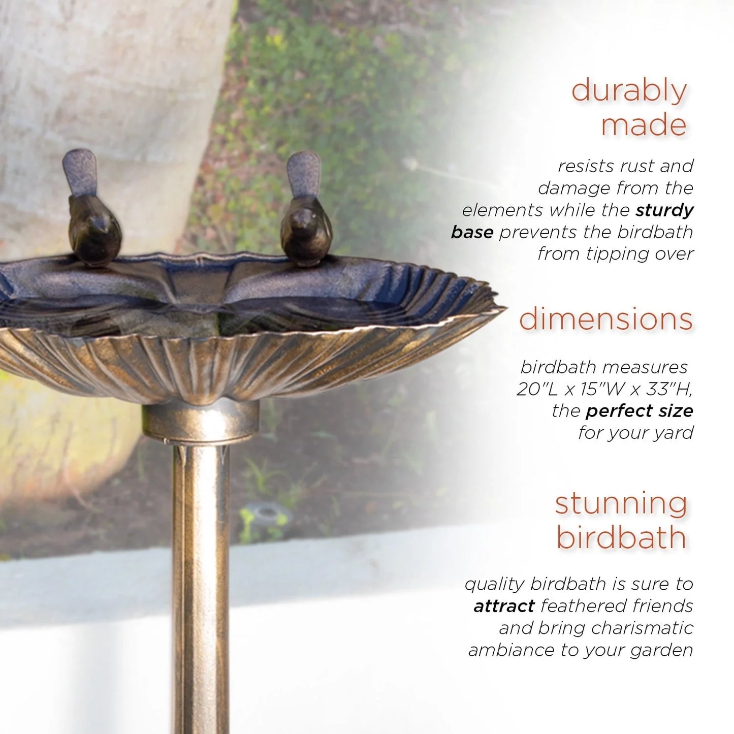 Alpine Corporation 32-inch Plastic Bird Bath, Bronze