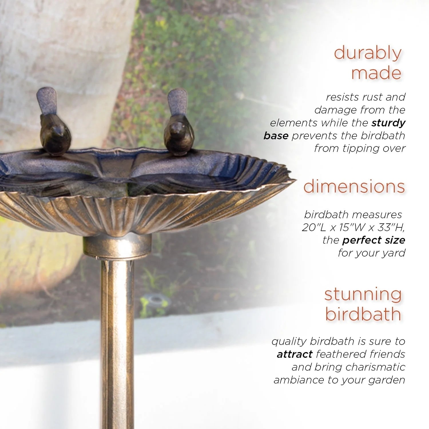 Alpine Corporation 32-inch Plastic Bird Bath, Bronze