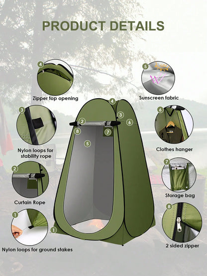Portable Pop Up Privacy Shower Tent Spacious Changing Room For Camping Hiking Beach Toilet Shower Bathroom