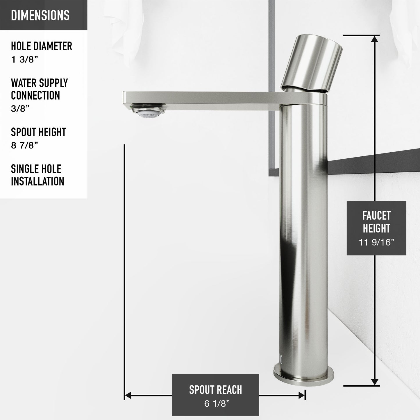 VIGO Gotham Single Handle Single-Hole Bathroom Vessel Faucet in Brushed Nickel