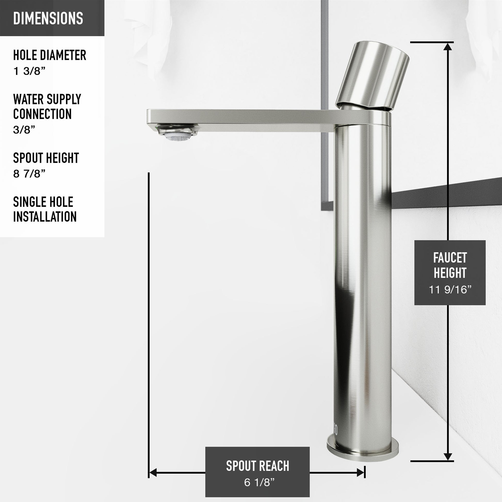 VIGO Gotham Single Handle Single-Hole Bathroom Vessel Faucet in Brushed Nickel