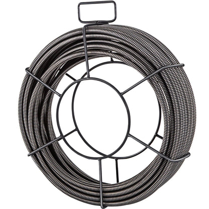1/2 x 100ft Solid Drain Spiral Cable - Heavy Duty Serpentine Pipe for Kitchen/Bathroom Sink Clogged, Sewer Cleaning Tool