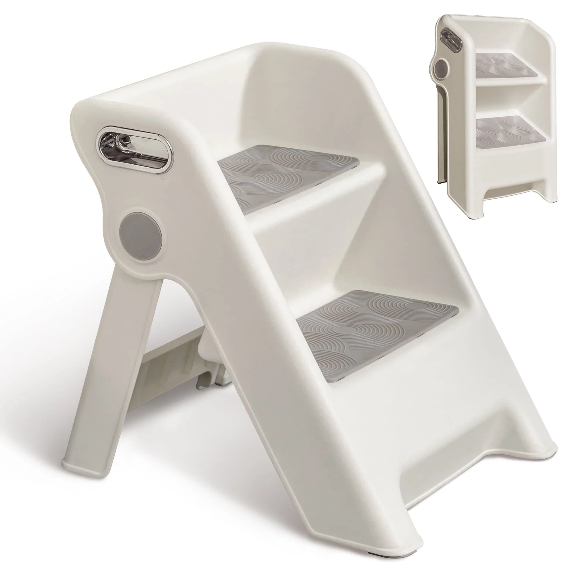 UNCLE WU Folding 2 Step Stool for Kids -Potty Training Stool for Kitchen Helper,Bathroom,Bedroom (White)