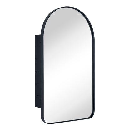 TEHOME Black Arched Recessed Bathroom Medicine Cabinet with Mirror Arch Vanity Mirros 16x28.3"