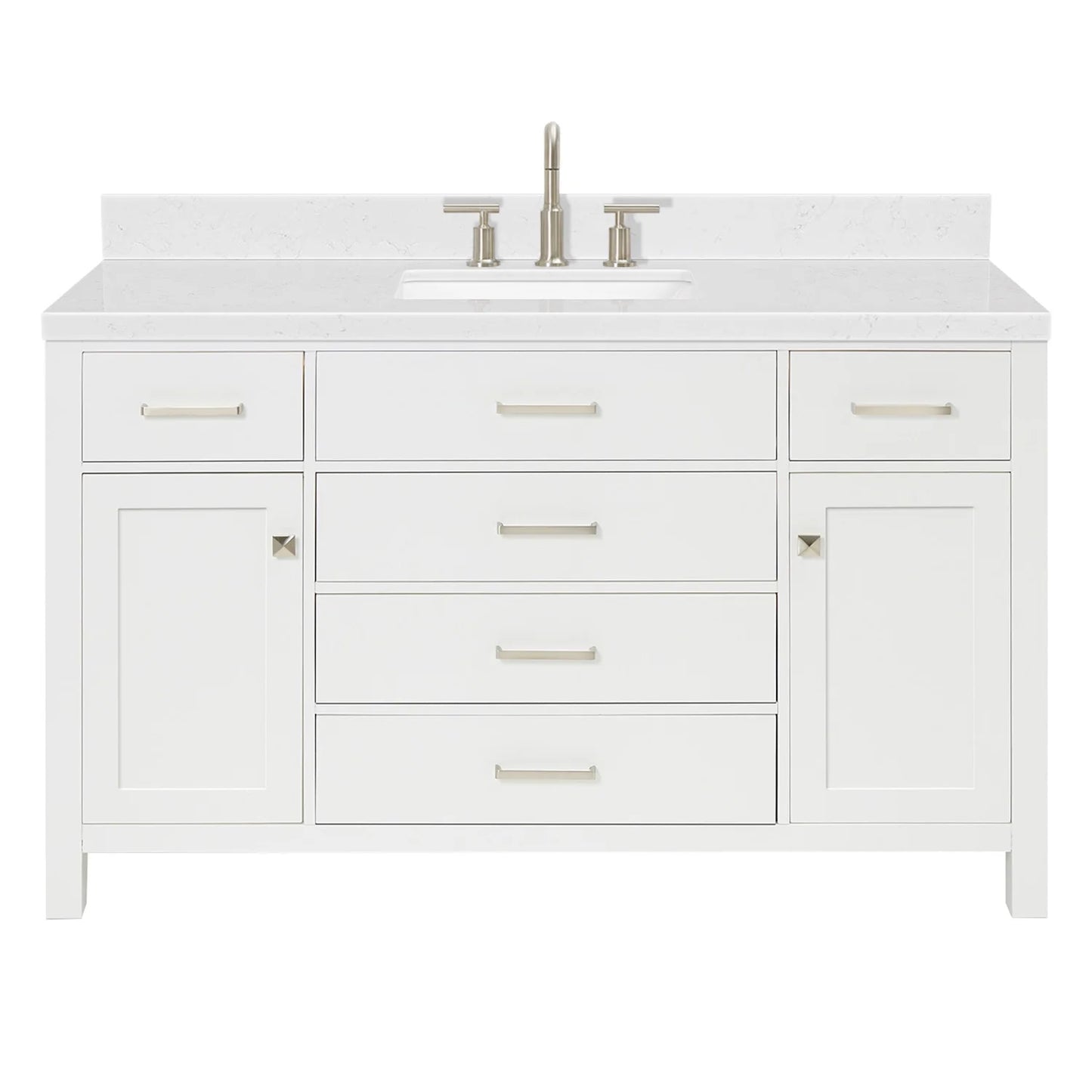 ARIEL Bristol 54 Inch Single Rectangle Sink Bathroom Vanity With Carrara White Quartz Countertop 1.5 Edge In Grey