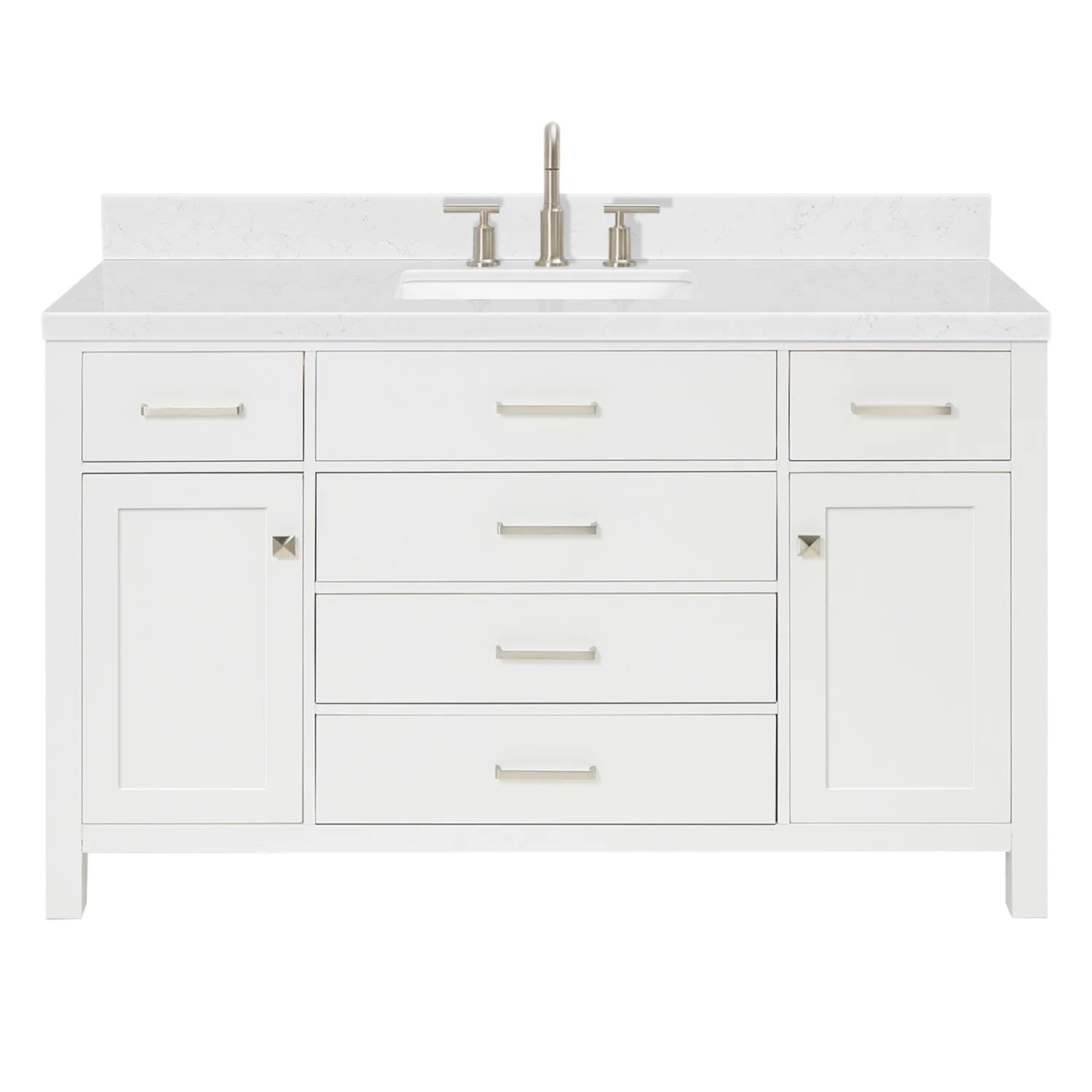ARIEL Bristol 54 Inch Single Rectangle Sink Bathroom Vanity With Carrara White Quartz Countertop 1.5 Edge In Grey