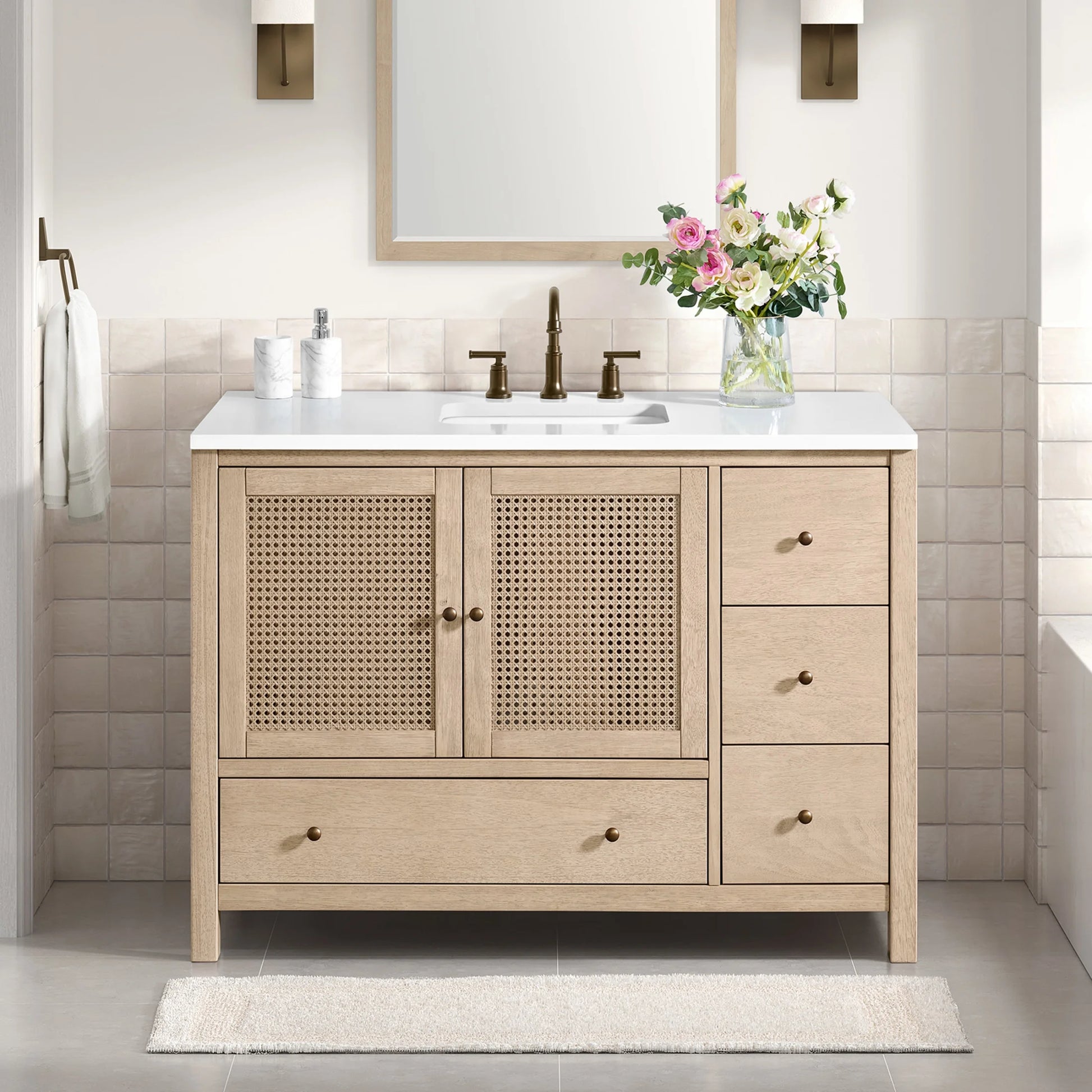 Alaterre Furniture Lucca 48 Inch Bathroom Vanity Without Sink (Natural)