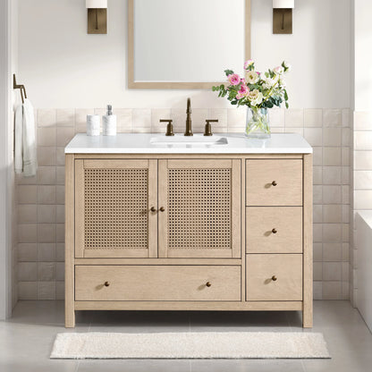 Alaterre Furniture Lucca 48 Inch Bathroom Vanity Without Sink (Natural)