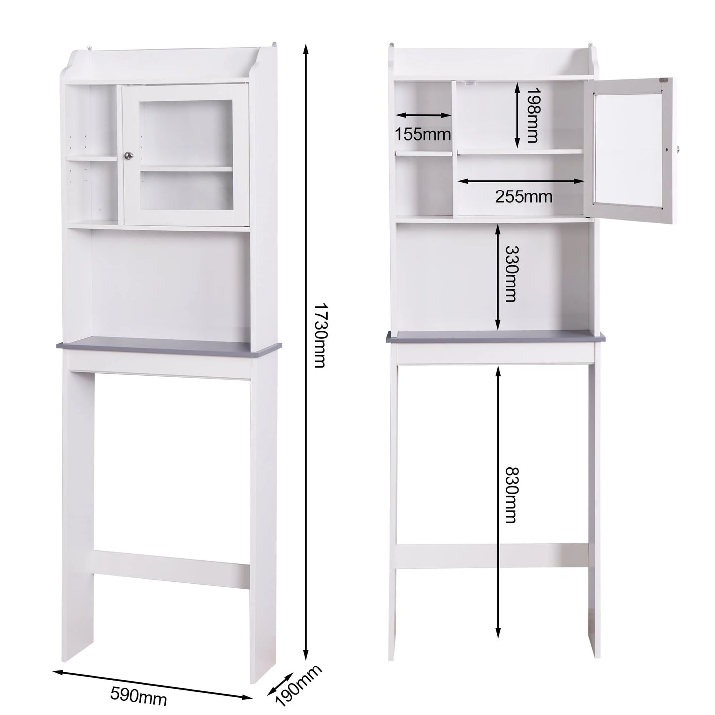 SESSLIFE Bathroom Storage Toilet Space Saver with Shelves and Doors, Modern Over The Toilet Space Saver Organization Wood Storage Cabinet for Home, Bathroom, White