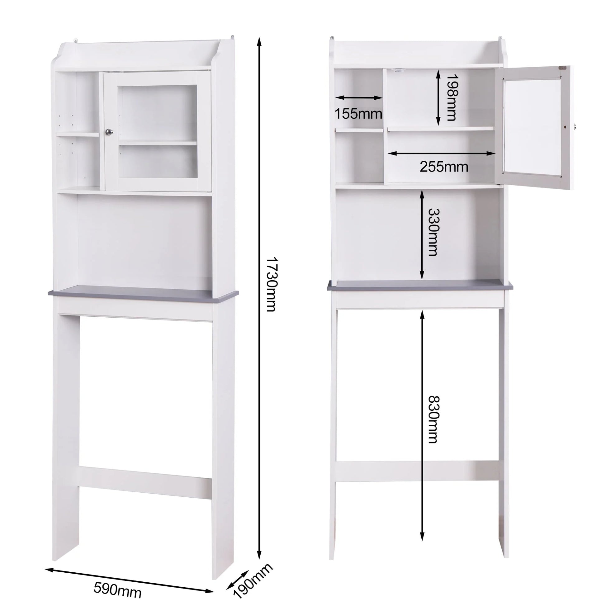 SESSLIFE Bathroom Storage Toilet Space Saver with Shelves and Doors, Modern Over The Toilet Space Saver Organization Wood Storage Cabinet for Home, Bathroom, White