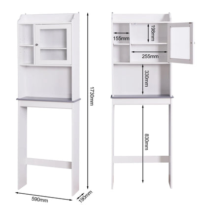 SESSLIFE Bathroom Storage Toilet Space Saver with Shelves and Doors, Modern Over The Toilet Space Saver Organization Wood Storage Cabinet for Home, Bathroom, White