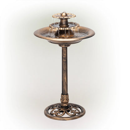 Alpine Corporation 3-Tiered Pedestal Outdoor Water Fountain and Bird Bath, Bronze