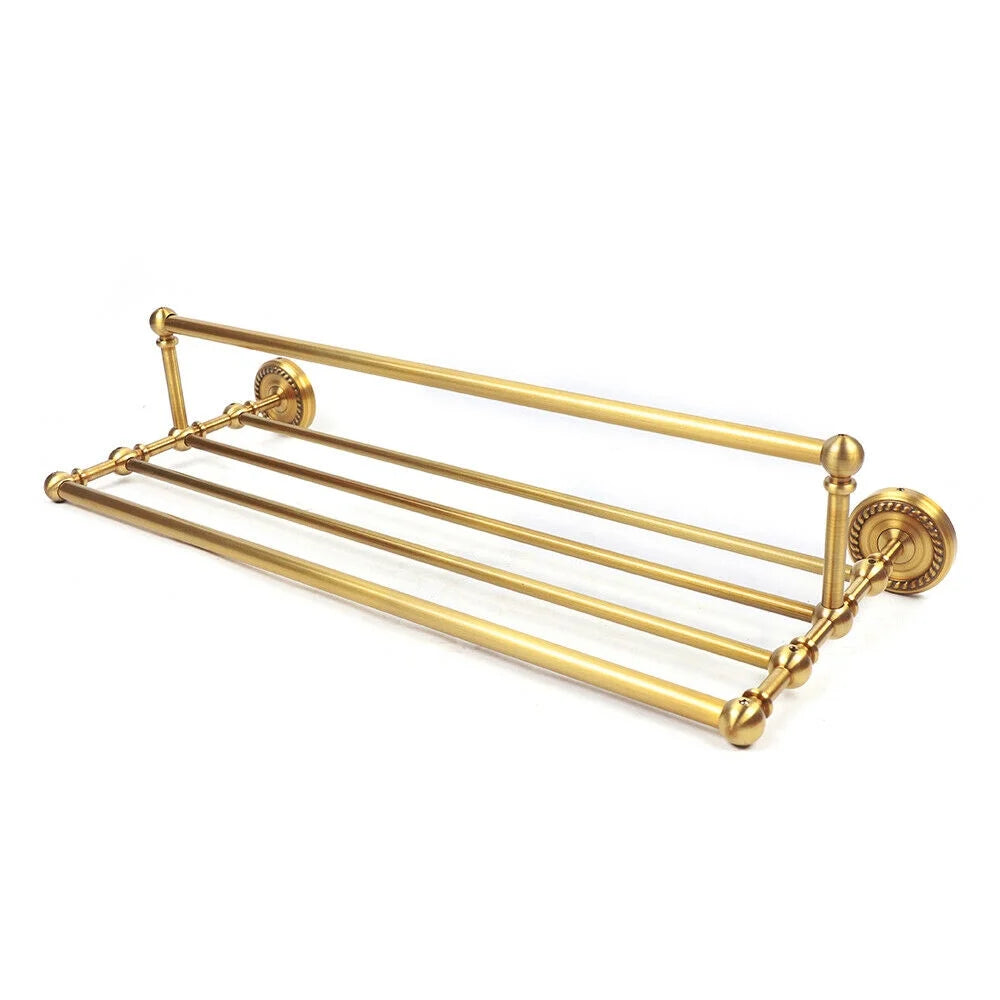 7 Antique Bathroom Accessory Bathroom Hardware Set Brass Carved Towel Bar Shelf 7PCS Antique Bathroom Accessories Bath Hardware Set Carved Brass Towel Rack Bar Gold Bathroom Accessories Set Toilet