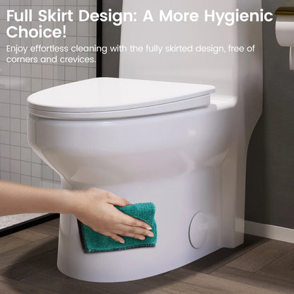 SOTOMO Elongated One Piece Toilet, Compact Design for Bathrooms, 1.1/1.6 GPF Dual Flush toilet, MAP 1000g, 12" Rough-In, Soft-Close & Quick Release Seat, 27.75"D x 15.4"W x 27.13"H