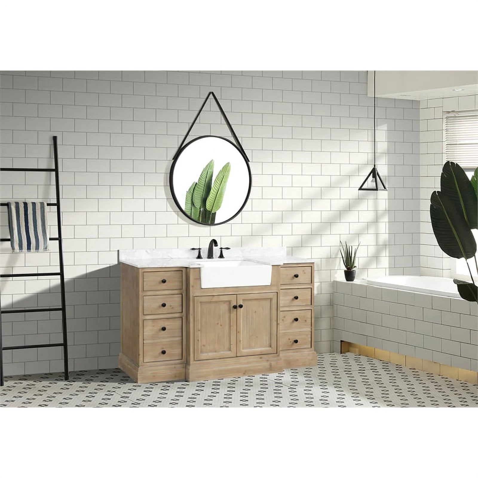 Ari Kitchen & Bath Kelly 60" Solid Wood Bathroom Vanity in Weathered Fir