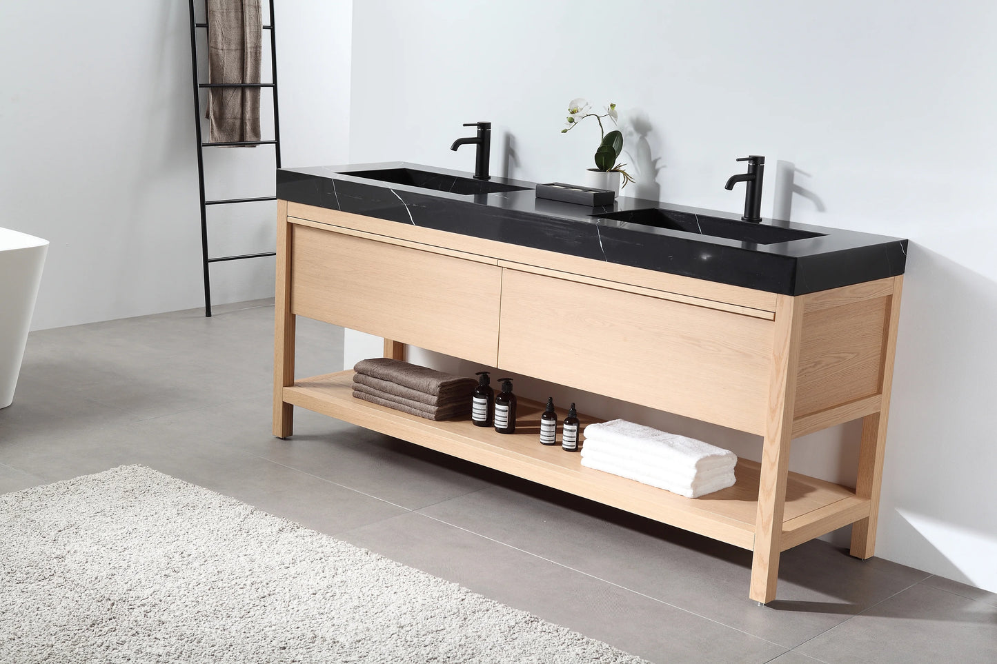 Bibury 72" Whitewash Oak Freestanding Bathroom Vanity