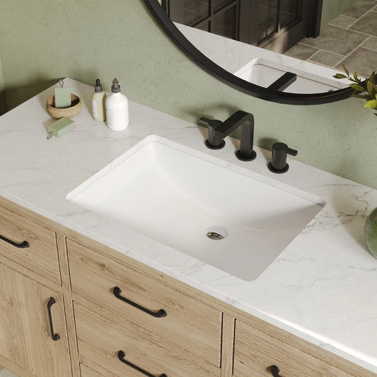 DV-1U0208 DeerValley 24" x 17" White Ceramic Rectangular Undermount Bathroom Sink with Overflow