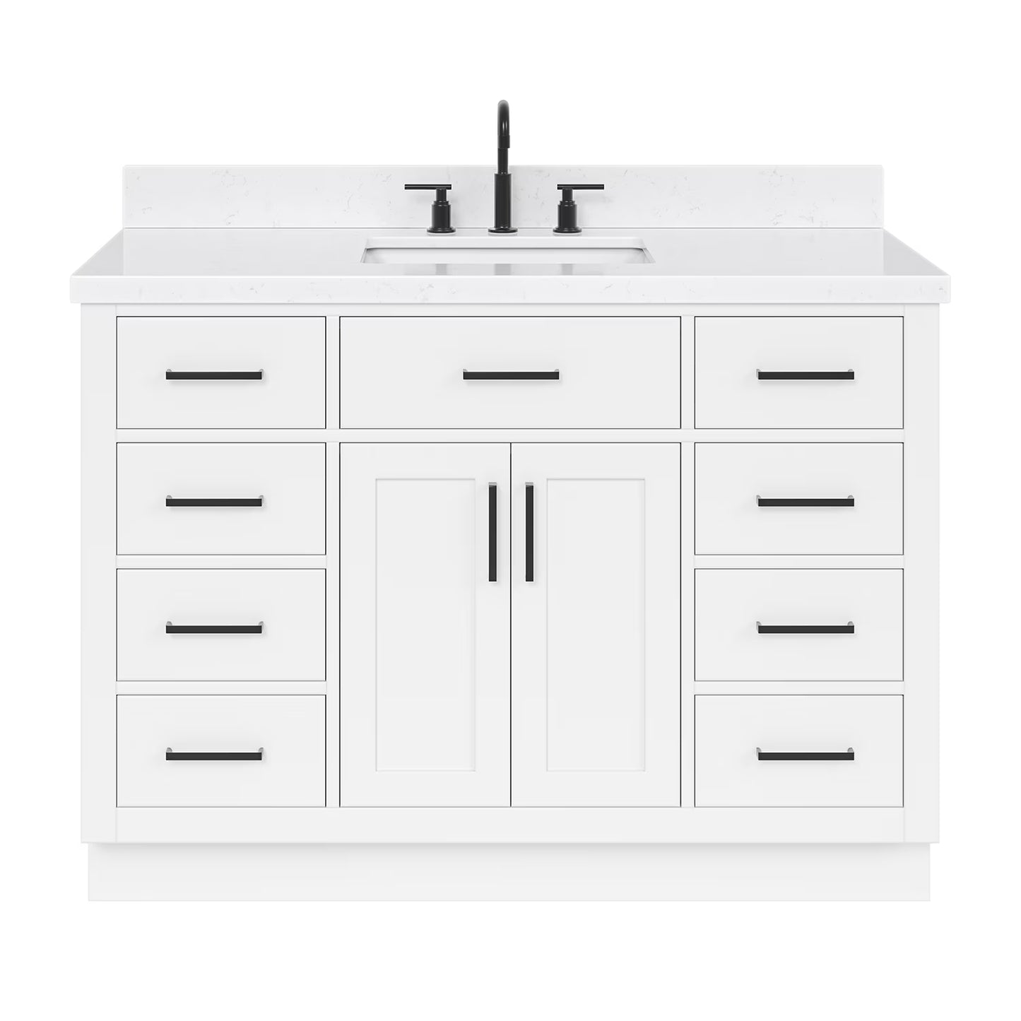 ARIEL Hepburn 48 Inch Rectangle Sink Bathroom Vanity With Carrara White Quartz Countertop 1.5 Edge In Grey