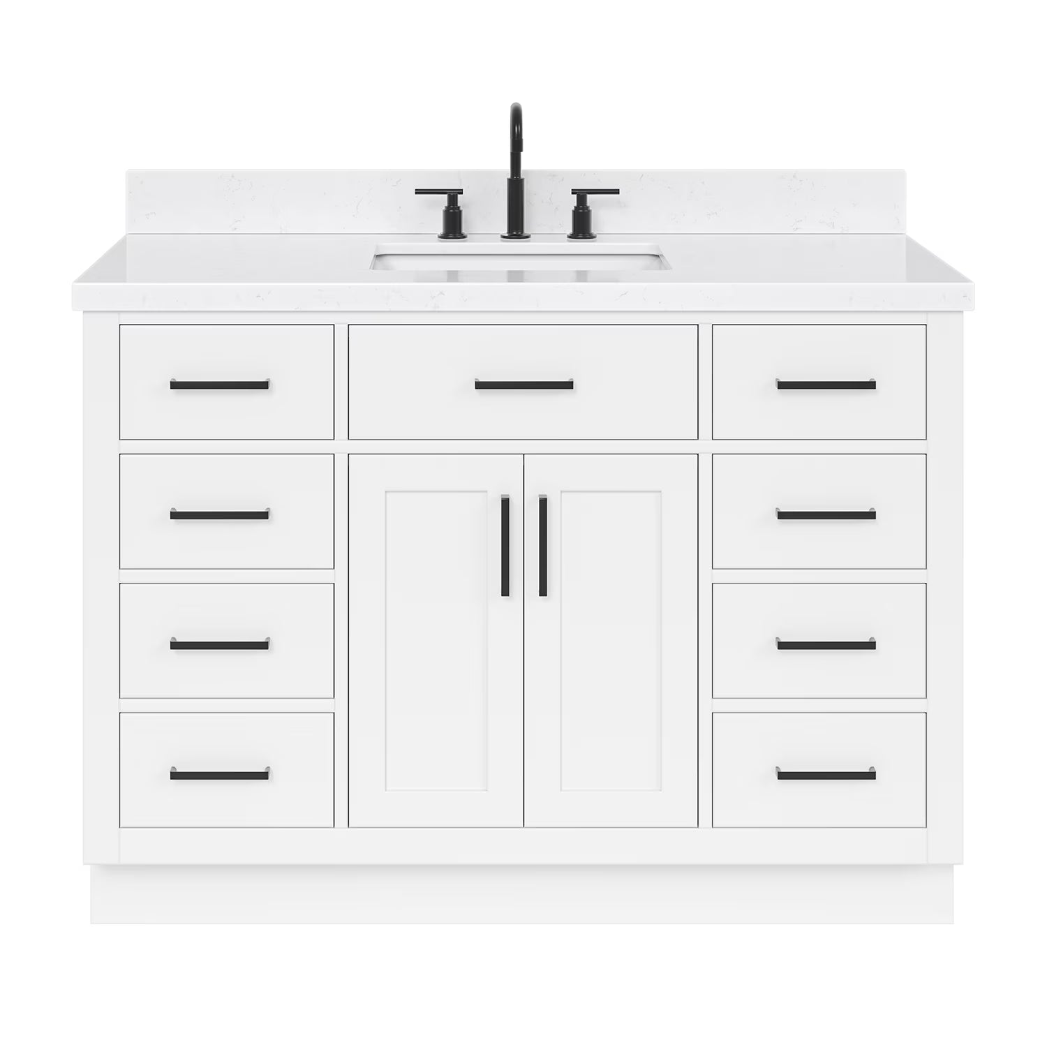 ARIEL Hepburn 48 Inch Rectangle Sink Bathroom Vanity With Carrara White Quartz Countertop 1.5 Edge In Grey