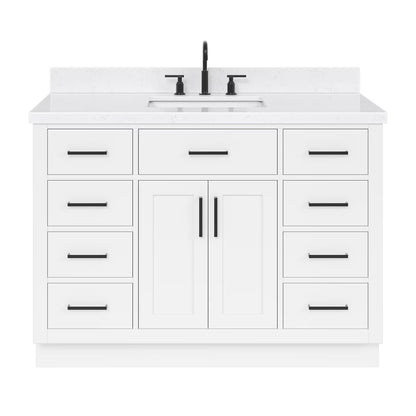 ARIEL Hepburn 48 Inch Rectangle Sink Bathroom Vanity With Carrara White Quartz Countertop 1.5 Edge In Grey