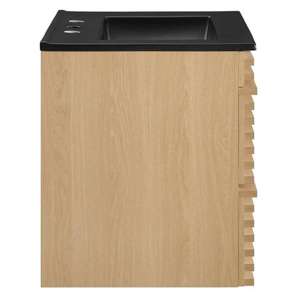 Modway Render 24" MDF Wood Wall-Mount Bathroom Vanity in Oak/Black