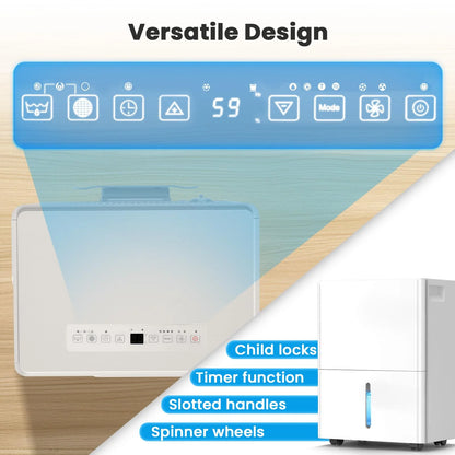 KISSAIR 15 Pints Dehumidifier, 3000 Sq. Ft Coverage Area with 1.72 gal Water Tank, 24H Timer, 3 Modes, Portable Dehumidifier for Basement/Bathroom/Laundry Room