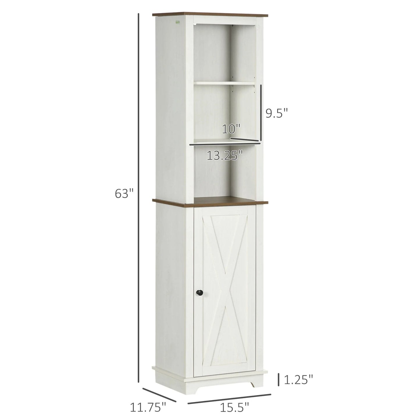 kleankin Slim Bathroom Storage Cabinet Freestanding Linen Tower