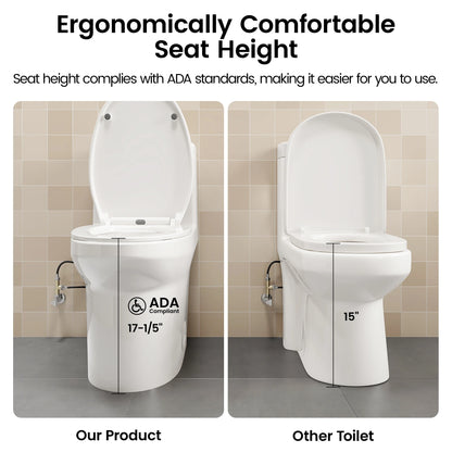 SOTOMO Elongated ADA Compliant One Piece Toilet, 17.2" Comfort Seat Height, 1.1/1.6 GPF Dual Flush, MAP 1000g, Soft-Close & Quick Release Seat, 12" Rough-In, Fully Skirted Toilet for Bathroom