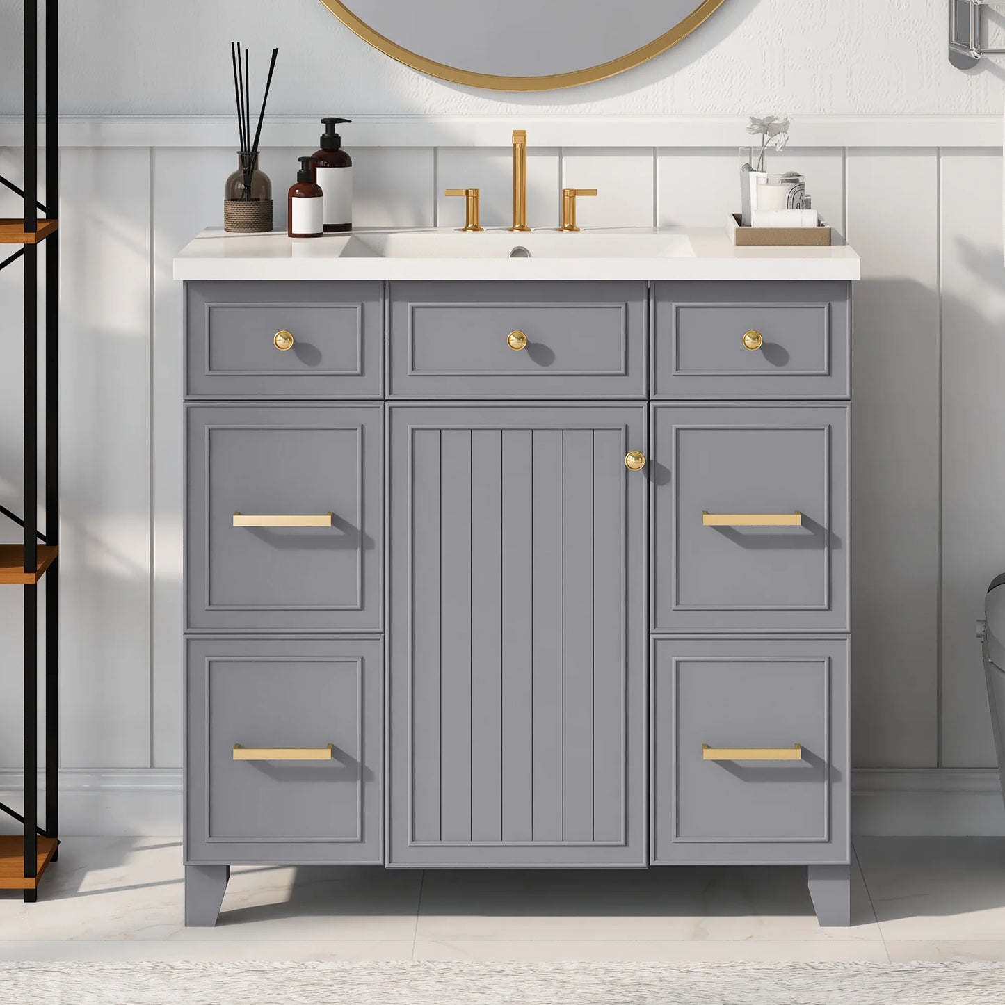 Harper & Bright Designs 36" Bathroom Cabinet Vanity with Sink Combo, Bathroom Storage Cabinet with Drawer and Doors, Gray