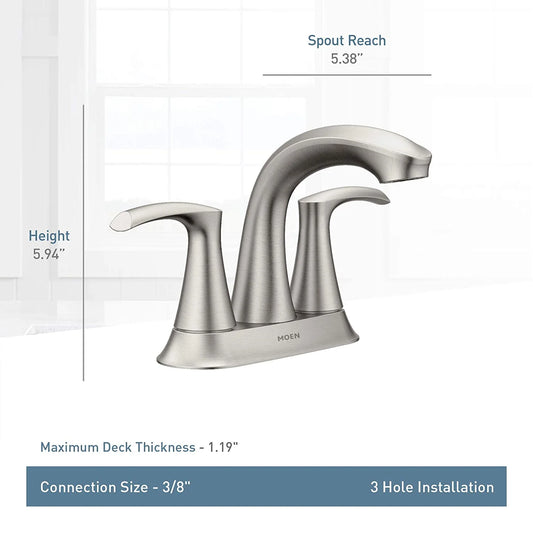 Moen 84137SRN Graeden Spot Resist Brushed Nickel 2-handle 4-in Centerset Bathroom Faucet