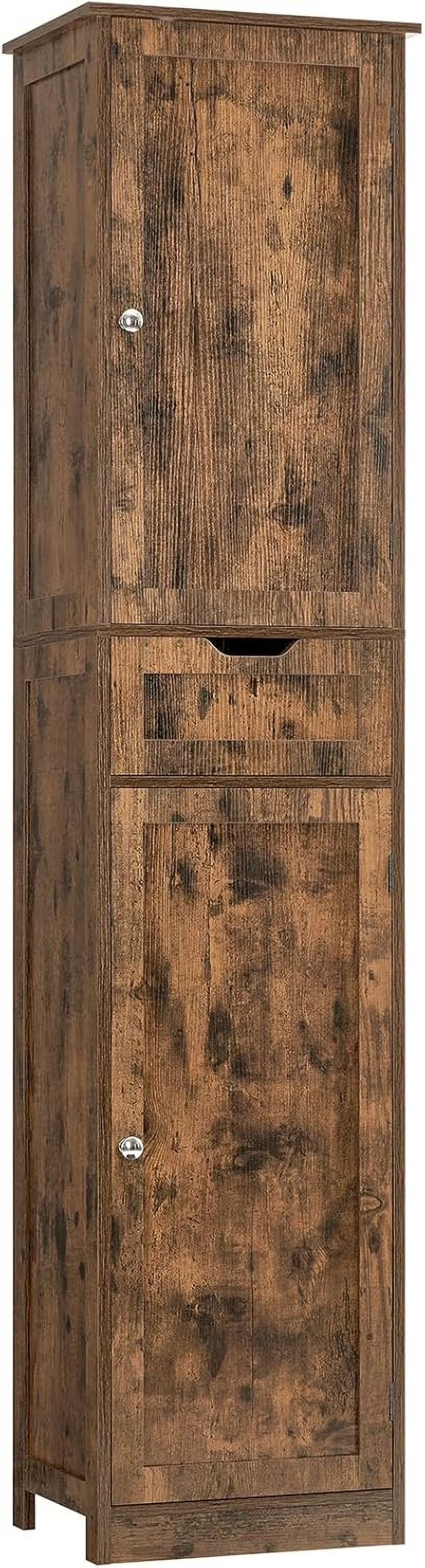 67" Tall Storage Cabinet, Bathroom Cabinet with Drawer & Adjustable Shelves, Narrow Storage Cabinet, Floor Cabinet for Living Room, Home Office, Rustic Oak