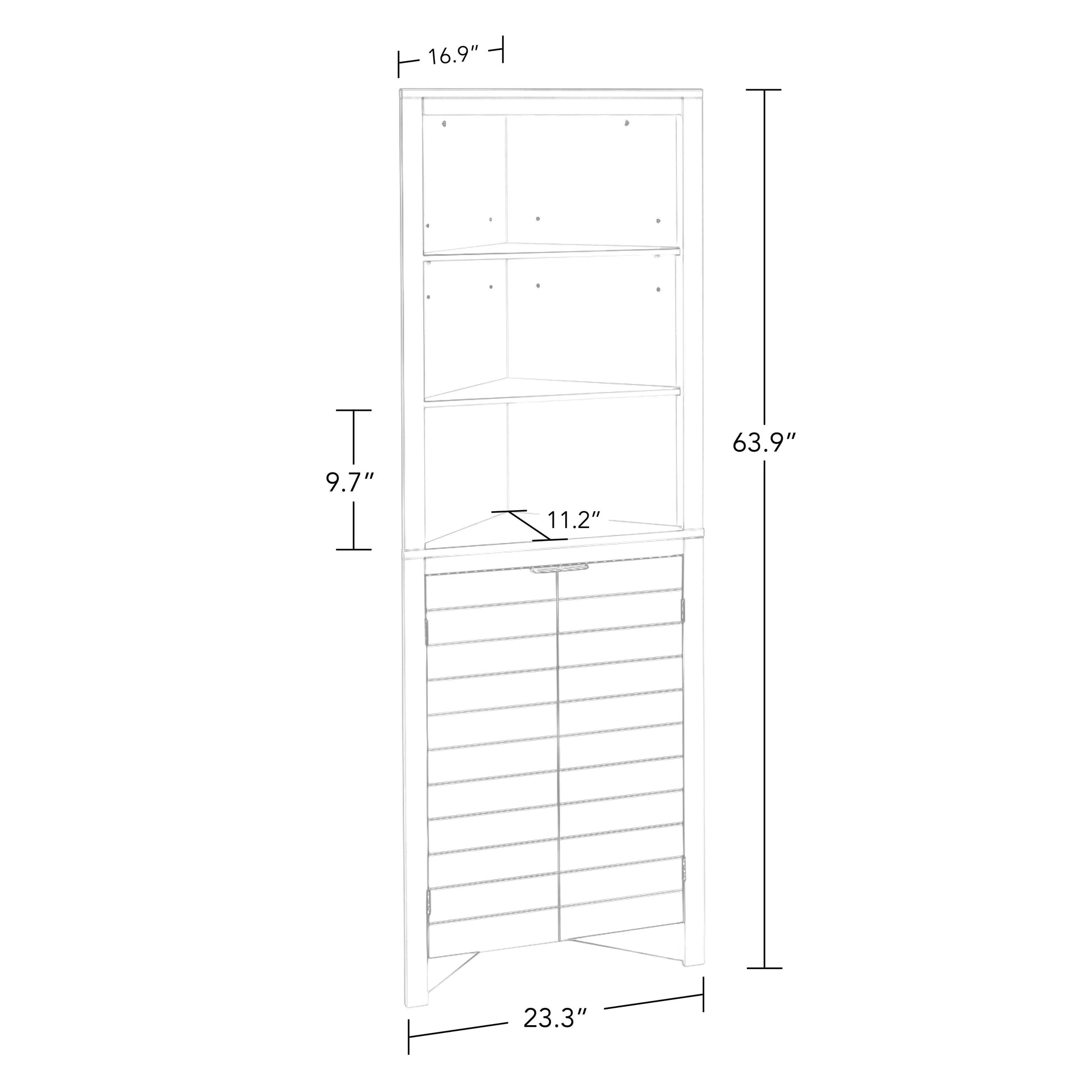 RiverRidge Madison Tall Corner Bathroom Linen Storage Cabinet with Open Shelves - Gray