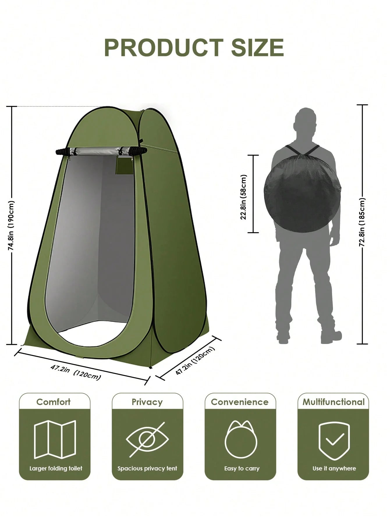Portable Pop Up Privacy Shower Tent Spacious Changing Room For Camping Hiking Beach Toilet Shower Bathroom