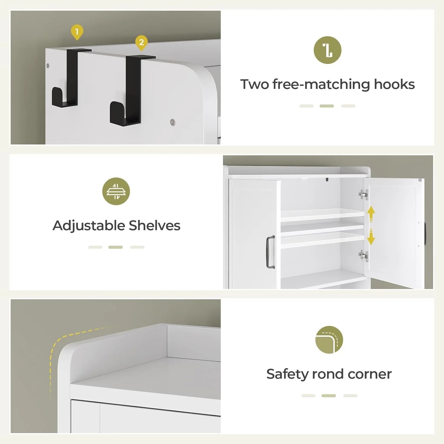 Frhnenha Over The Toilet Storage Cabinet with Pulley, Bathroom Storage Cabinet, with Adjustable Shelf and Open Shelf for Bathroom, Restroom, Laundry, White