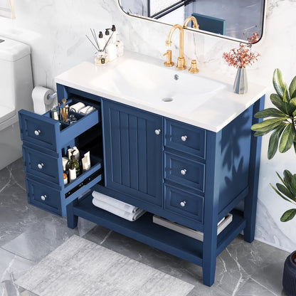 Harper & Bright Designs 30" White Bathroom Vanity with Single Sink, Bathroom Combo Cabinet Undermount Sink with 2 Doors and a Drawer, Soft Closing, Multifunctional Storage, Solid Wood Frame