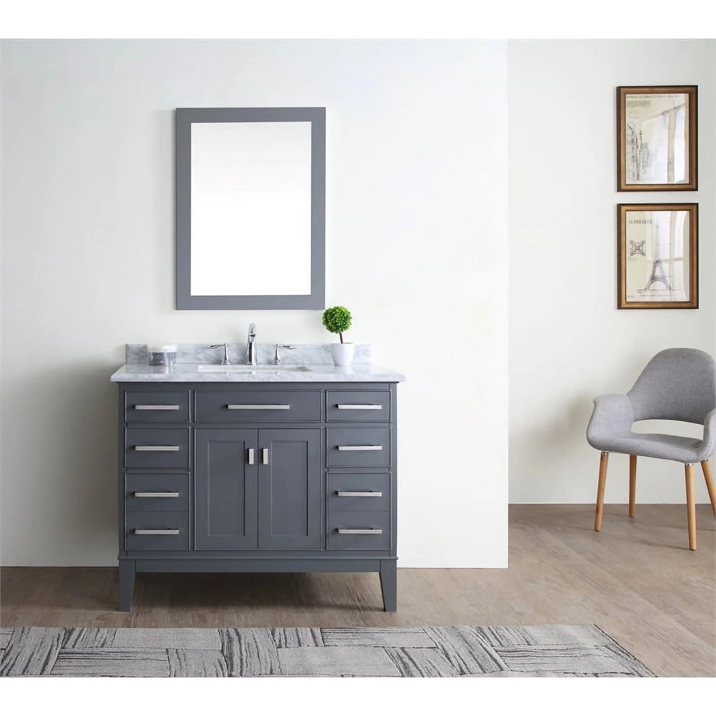Ari Kitchen & Bath Danny 42" Solid Wood Bathroom Vanity in Maple Gray
