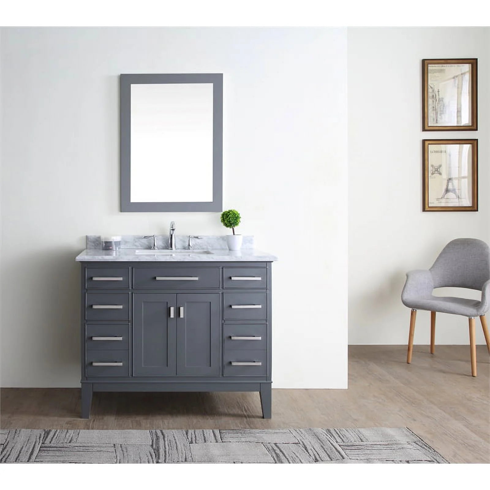 Ari Kitchen & Bath Danny 42" Solid Wood Bathroom Vanity in Maple Gray