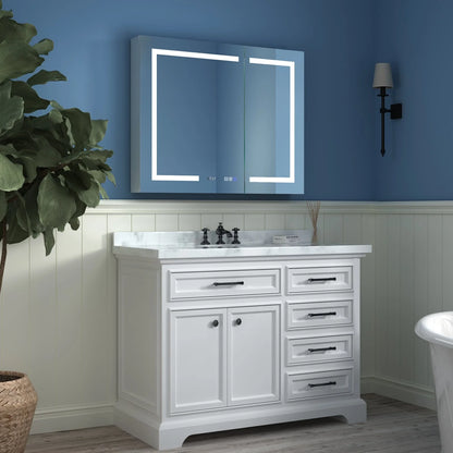 ExBrite 36" x 30" LED Lighted Bathroom Medicine Cabinet with Mirror,Recessed or Surface Mount,Defog White 12"x30"