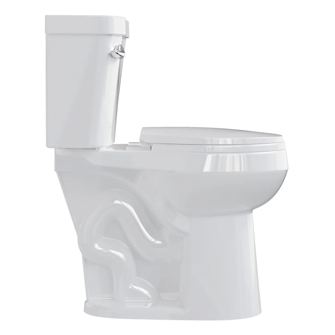 19" Toilet, Elongated Toilets for Bathrooms, Two-Piece Toilet with Soft Close Seat, 1.28 Siphonic Flush Toilet with Universal Height ADA Cotton White