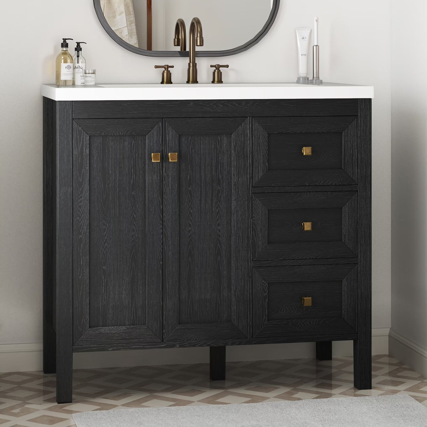 Dextrus 36'' Modern Bathroom Vanity with Sink Combo, Freestanding Bathroom Storage Cabinet with Drawers & Doors, Black