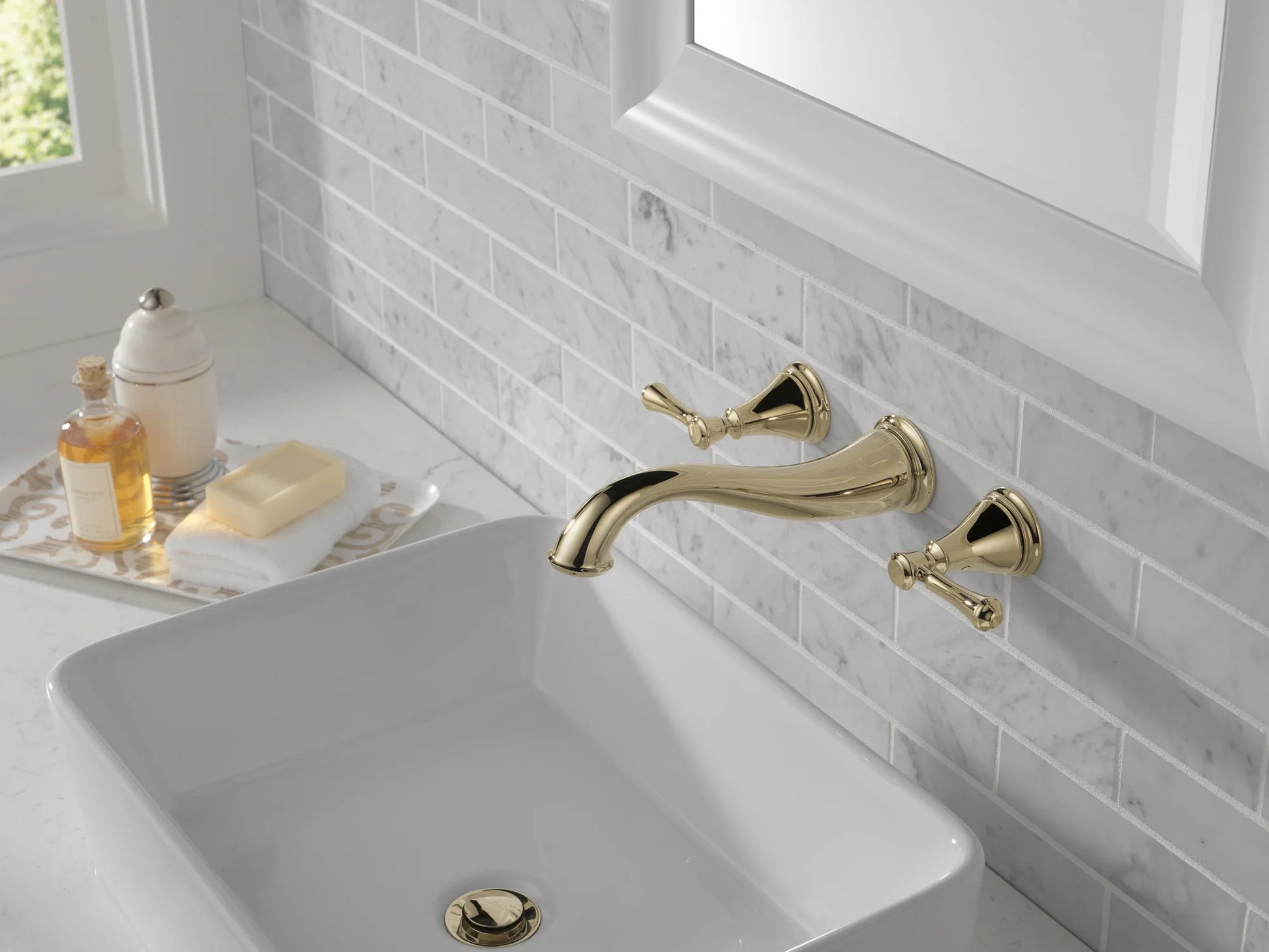 Delta Cassidy Two Handle Wall-Mount Bathroom Faucet Trim in Chrome (Valve Not Included) T3597LF-WL