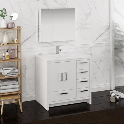 Fresca Imperia 36" Free Standing Wood Bathroom Vanity - Right in Glossy White