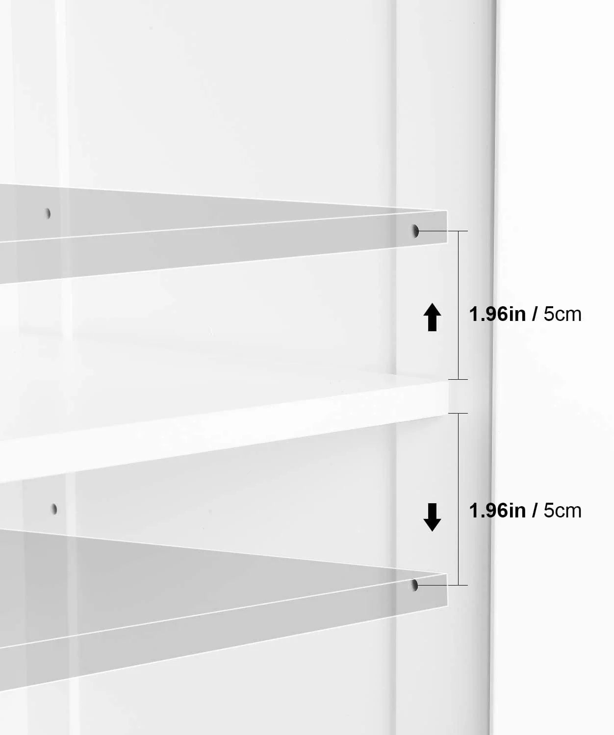 Homfa Bathroom Storage Cabinet, Floor White Wooden Linen Cabinet with Shelves and Doors, Kitchen Cupboard