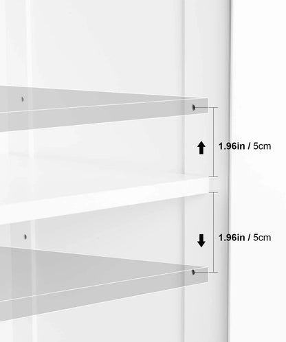 Homfa Bathroom Storage Cabinet, Floor White Wooden Linen Cabinet with Shelves and Doors, Kitchen Cupboard